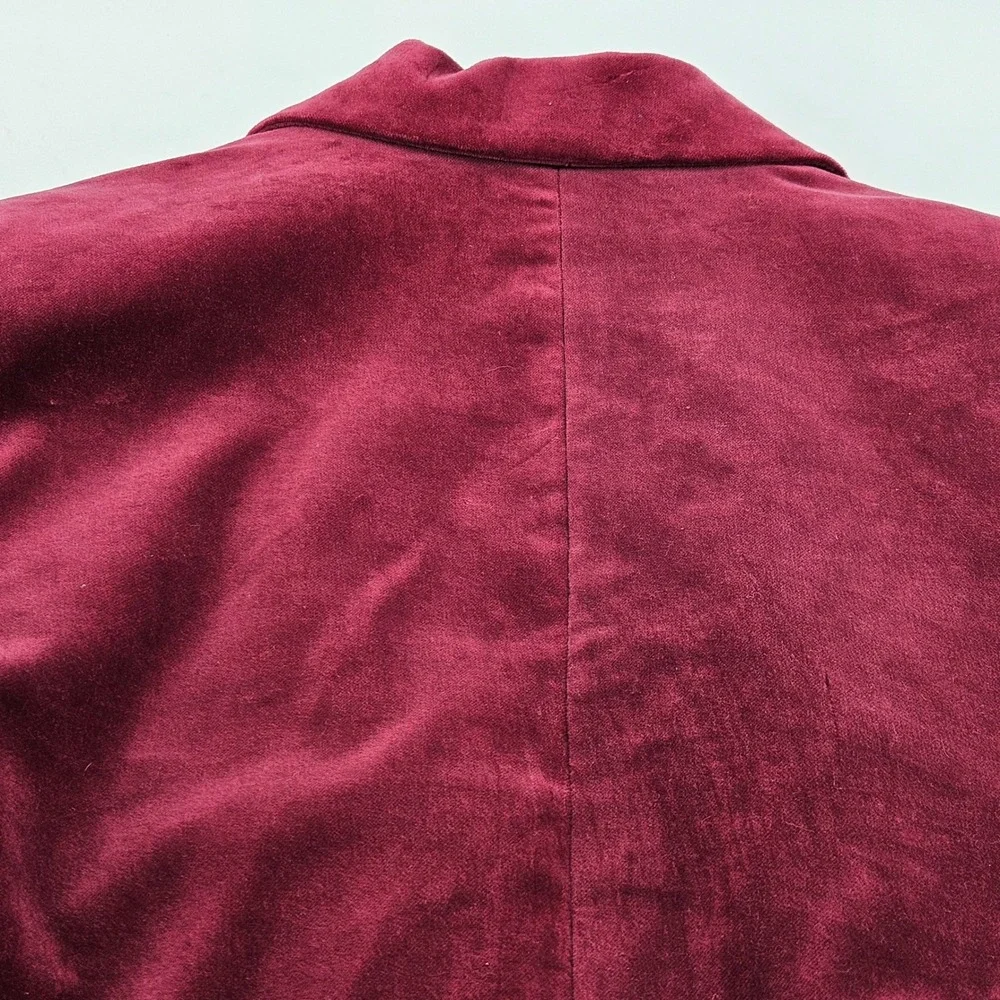 VIntage Liz Claiborne Womens Velvet Blazer Jacket‎ Burgundy Button Front Size 12
